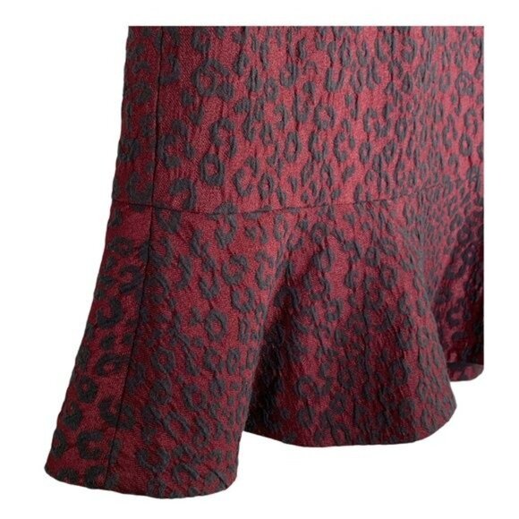 Ann Taylor Skirt Womens Size 6 Red Black Leopard Flounce Peplum Work Mini - Picture 4 of 9